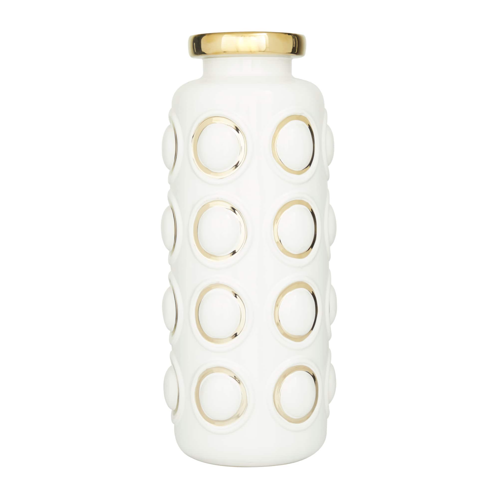 White Stoneware Contemporary Vase, 16" x 6" x 7"